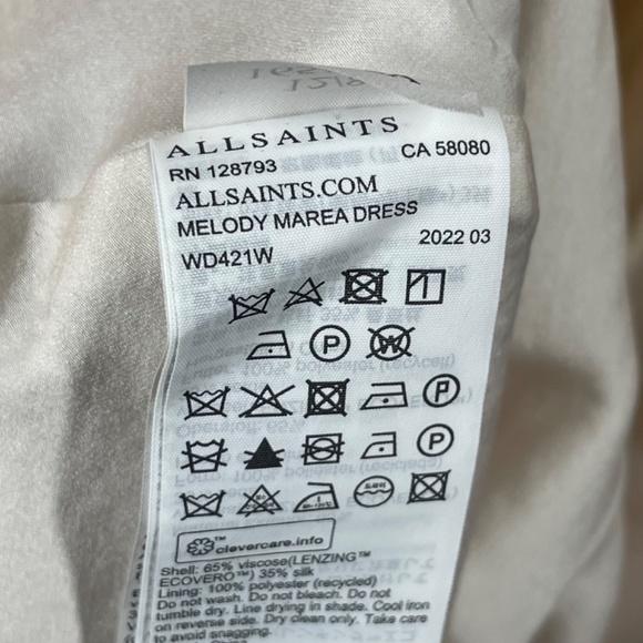 NEW All Saints Dress Womens 8 pink cream satin melody marea slip midi designer - Picture 8 of 13